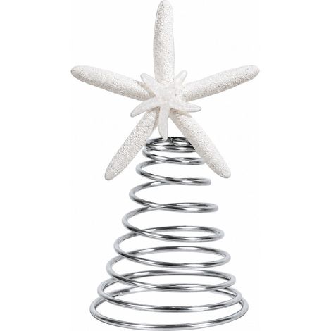 Étoile de mer décorative pour sapin de Noël, en résine et acier inoxydable, ornement de Noël pour sapin, maison, fenêtre, extérieur, blanc (1/5)