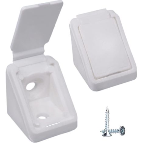Lot de 100 équerres d'étagère blanches - 20 x 20 mm - Joints d'angle en plastique à 90 degrés - Angle droit - Vis incluses (blanc) (1/5)