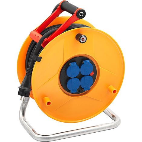 Brennenstuhl – Enrouleur électrique 40 m – 4 prises 16A/230V – Disjoncteur thermique – Pour chantiers humides – 1233121