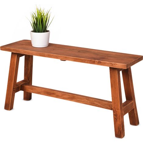 Mahagoni Sitzbank natur dunkel belastbar bis 120kg rechteckig - 90 x 25 cm - Massivholz Deko Blumenbank Landhaus rustikal
