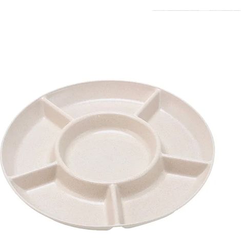 Aufbewahrungstablett mit 6 Fächern, Obst- und Snackteller, Vorspeisentablett, beige