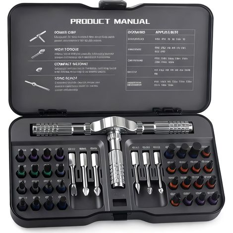 Ensemble de tournevis à cliquet magnétique 40 en 1 avec poignée à longueur réglable, kit de tournevis de précision multi-embouts pour espaces restreints, électronique, appareils ménagers (1/5)