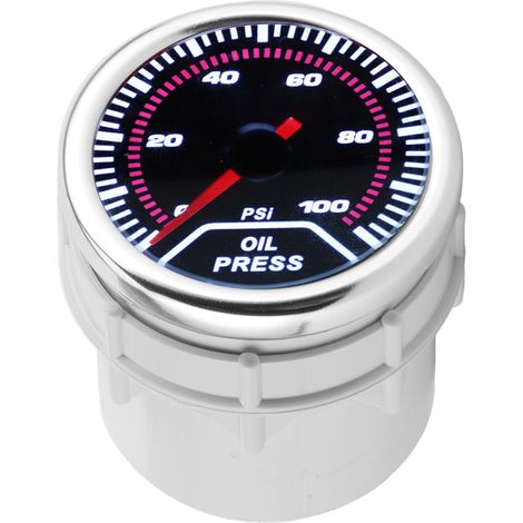 52-mm-LED-Öldruckanzeige 0–100 PSI mit Sensor, kompatibel mit 12-V-Fahrzeugen mit 4/6/8 Zylindern, 2-Zoll-Anzeige (1/5)