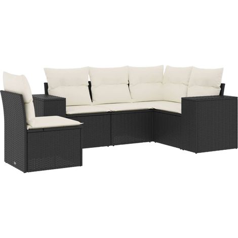 Maison Exclusive - Set de muebles de jardín 5 pzas y cojines ratá (1/5)
