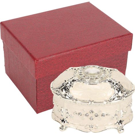 Boîte à bijoux vintage ovale en alliage de zinc, boîte de rangement décorative pour bagues et colliers. (1/5)