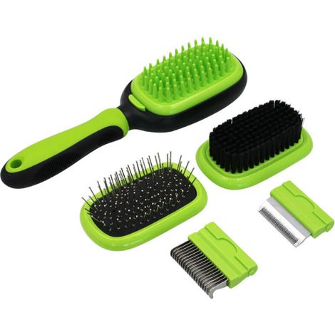 Hunde- und Katzenbürste, 5-in-1-Pflegeset: Entfernt abgestorbene Haare und Verfilzungen, reinigt, massiert, badet, pflegt und poliert. – Crezuo