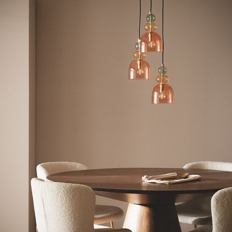 Lampada a Sospensione Metallo e Vetro Tri Baudelaire  Rosso (1/5)