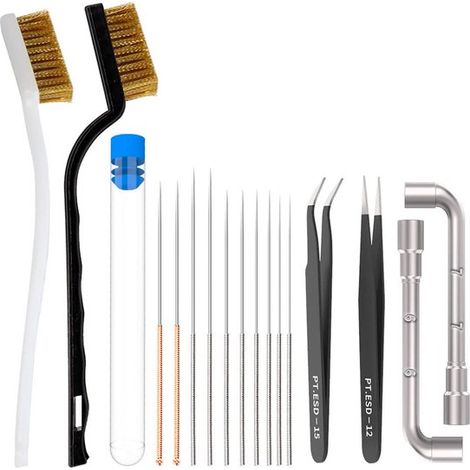 Kit di pulizia per stampante 3D,ago per la pulizia dell'ugello,spazzolino da denti,set di strumenti per la pulizia della stampante 3D (1/4)