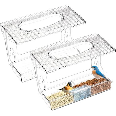 CCYKXA PCS Transparent Bird Feeder, Window Bird Feeder, Bird Feeder with Suction Cups 25x10x16 CM, Removable Transparent Outdoor Bird Feeder for Wildlife Bird Watching (1/5)