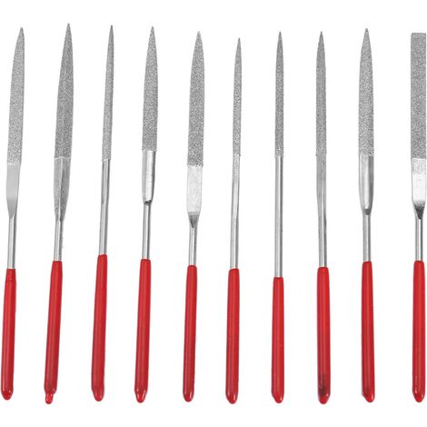 Ortviai Ensemble de 10 limes diamantées pour marqueterie et sculpture sur bois – 140 × 3 mm, acier trempé (1/5)