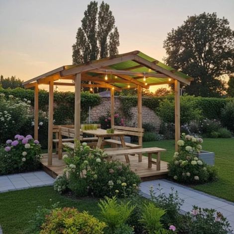 Pergola Legno a Capriata 3x4.5m Pino Autoclave Sunwood - Struttura Giardino (1/5)