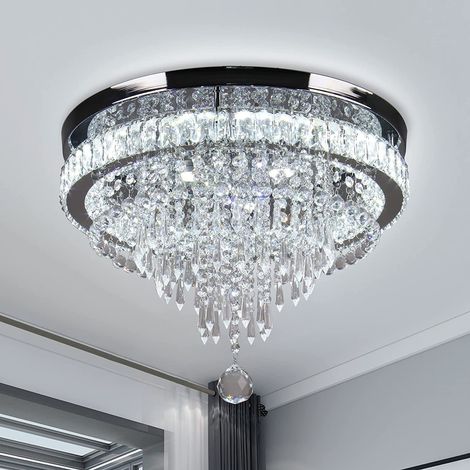 Plafonnier moderne en cristal - lumière blanche, plafonnier semi-encastré, luminaire décoratif, lampe pour îlot de cuisine. (1/5)