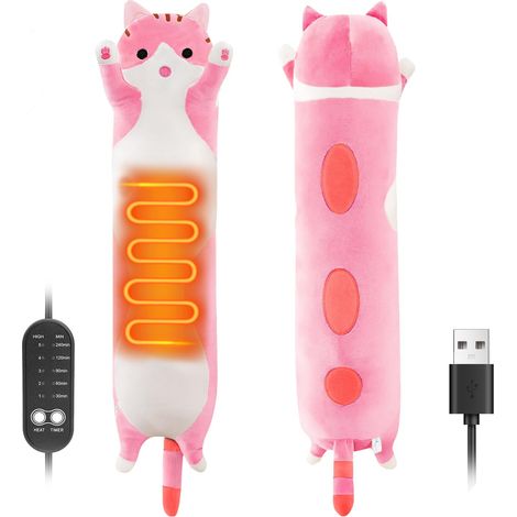 Manta térmica para gatos, acogedora, con apagado automático, almohadilla eléctrica USB para la menstruación, almohadilla térmica para cuello, espalda, hombros y abdomen, regalo de Navidad - Gato rosa