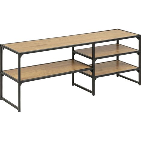 Sea Meuble TV avec 3 tablettes de rangement, noir mat.