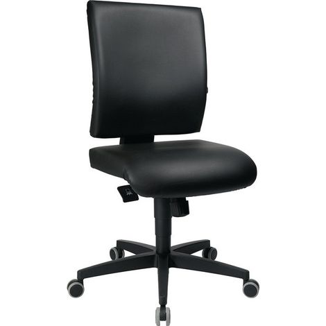 Silla giratoria industrial Lightstar 10 ruedas para suelo duro cubierta de cuero sintético negro 410-530mm