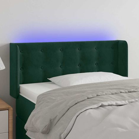 Tête de lit LED réglable en hauteur en velours vert foncé 103 x 16 x 78/88 cm - PANGIVO (1/5)