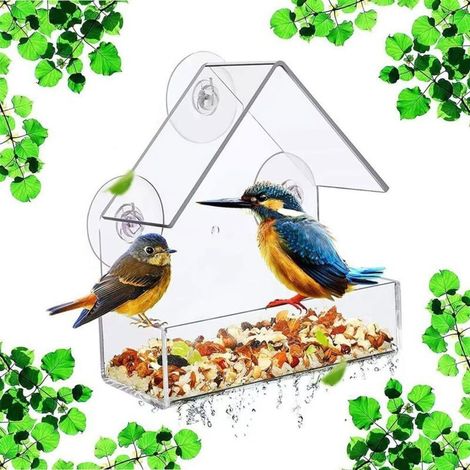 Mangeoire à Oiseaux pour l'extérieur, fenêtre Mangeoire à Oiseaux avec ventouses puissantes pour Oiseaux Sauvages, Cardinal, Merle Bleu (1/5)