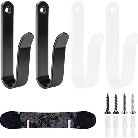 Lot de 4 supports muraux horizontaux pour snowboard, avec vis de fixation, pour ski, longboard, skateboard (1/5)
