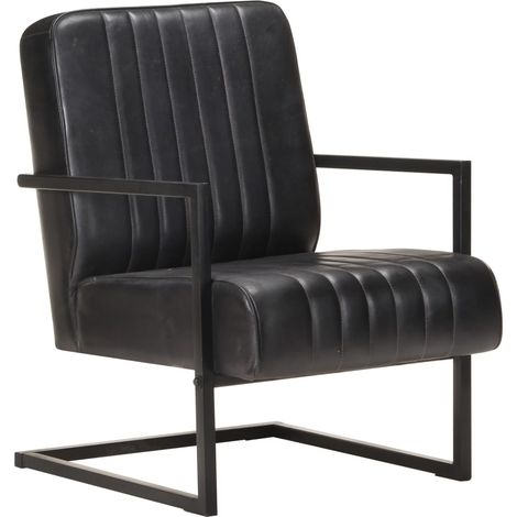 Chaise de canapé cantilever noir cuir véritable (1/5)