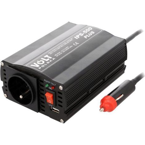 Adnauto – Convertisseur de tension 12V vers 230V 500W – Tension d'entrée 11-15V DC – Port USB pour charge – Performance 92% (1/2)