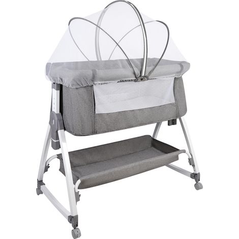 Cuna para Bebé Cuna Colecho Bebé Plegado Viaje portátil Altura regulable con Mosquitera colchón Cesta gris (1/5)