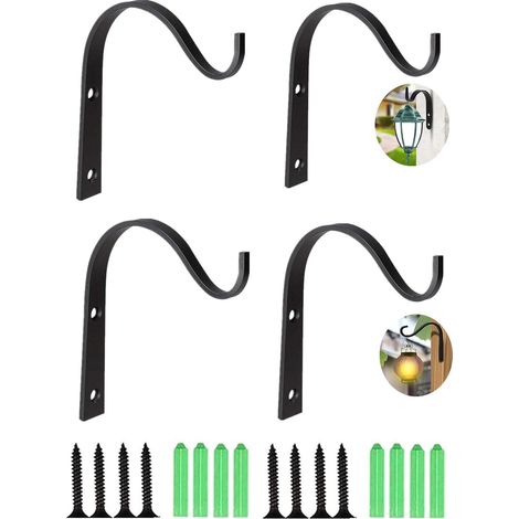 Crochet De Suspension Pour Plantes - En Acier Peint Noir Anti-Rouille - Pour Intérieur Extérieur Jardin - Lot De 4 (1/5)