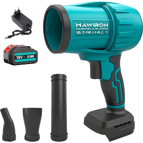 Soffiatore per foglie senza fili, 980.000 giri/minuto, portatile, con 2 batterie da 4,0 Ah e caricabatterie, leggero, ideale per la pulizia di patio, la cura del prato, foglie e polvere - Nero (1/5)