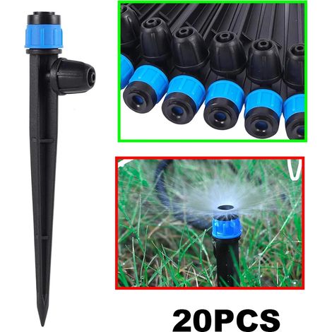 (20 pièces BL dan) Arroseur à piquet réglable avec micro-buse de pulvérisation à 360° pour l'irrigation goutte à goutte, idéal pour l'agriculture, le jardinage et l'arrosage des légumes. (1/5)