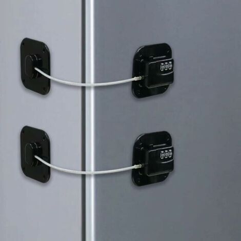 Noir 2 Serrure Frigo avec Code, Cadenas Frigo pour Enfants, Adhésive Verrou de Réfrigérateur à Combinaison, Securite Bloque pour Porte Frigo Fenêtre Placards Armoires