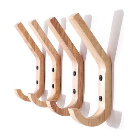 Wooden Coat Hook 4 Wall Hooks 160 mm Quality Has Hand Polished Surface for Kitchen Bedroom (1/4)