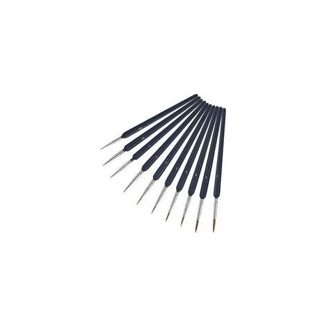 Lot de 10 pinceaux peinture acrylique – Pinceaux fins pour détails minutieux – Nylon souple et flexible – Poignées en bois confortables - 10Pcs