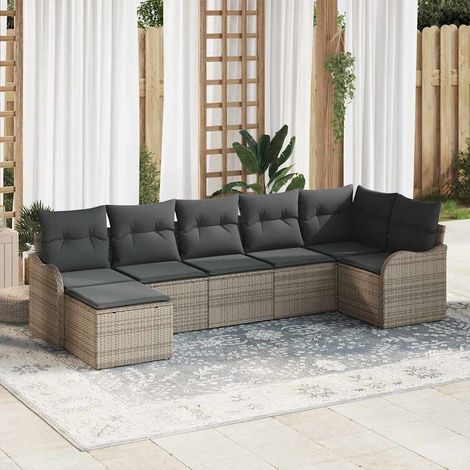Gartensofa-set Grau Poly-Rattan
