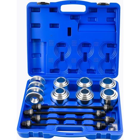 Kit d'Extracteur de Douilles et Silent-Bloc 28 Pièces, Jeu de Presse et Traction pour Roulements, Joints d'Étanchéité et Bagues, Extracteur de Silent Bloc Universel avec 20 Manchons 4 Tiges Filetées (1/4)