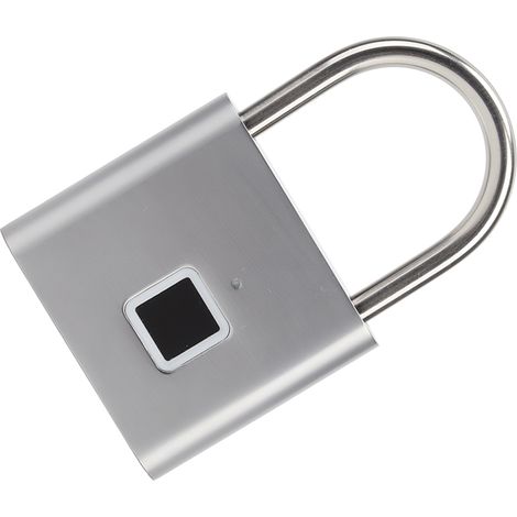 Cadenas à empreinte digitale, déverrouillage en 0,5 seconde, étanche, pouvant contenir jusqu'à 10 empreintes digitales, interface USB, avec éclairage tricolore pour bagages, couleur argent.