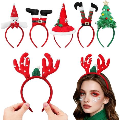 Set di 6 fasce per capelli natalizie festive per feste, in plastica (1/5)