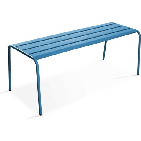 Banc de jardin en acier bleu pacific - Palavas