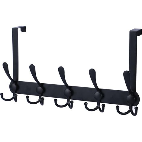 Crochets de porte - porte-manteaux pour suspendre vêtements, chapeaux et serviettes - robuste - noir - 1 pièce (1/3)