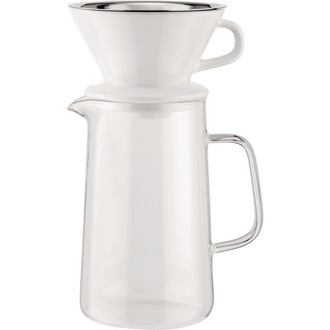 Alessi Slow Coffee KT01S1 - Set per Slow Coffee di Design, Composto da Caraffa, Portafiltro e Filtro in Rete, in Acciaio Inossidabile 18/10 (1/4)