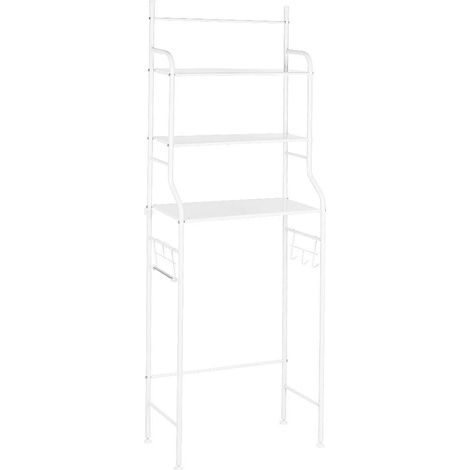 Ablageregal – 1 Stück – Weiß lackierter Stahl – 3 stabile Ablagen – Für Bad und WC – 165 x 55 x 26 cm (1/5)