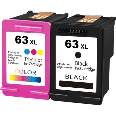 Cartouche d'encre haute capacité compatible 63XL pour imprimantes HP OfficeJet 3830, 4650, 5200, 5255, Envy 4520, 4512, 4513 et Deskjet 1110, 1112 et 2130 (1/5)