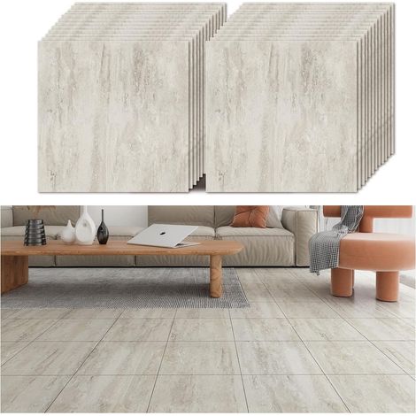 Dalle PVC Adhesive Sol Effet Béton 24 Pièces Stickers Carrelage Adhesif Sol Ciment Gris Salle de Bain Salon Carrelage Adhesif Cuisine Imperméable Dalle PVC Garage Amovible 30 cm x 30 cm (1/5)