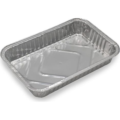 Bol en aluminium 25 piè ces pour barbecue, four 20,5 X 14x5,6 cm, 1200ml, bol pour barbecue (couvercle en carton blanc) (1/5)