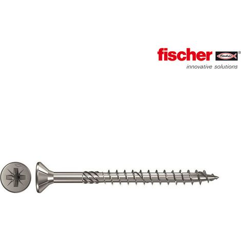 Caja de 200 tornillos PowerFast II FPF II CZP cabeza avellanada FISCHER ranura PZ - zincado blanco - rosca parcial