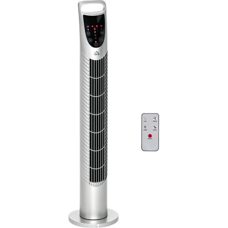 31-Inch Oscillating Tower Fan with Remote, 7.5-Hour Timer, 3 Speeds & Modes, Electric Cooling Fan for Home or Office, Silver