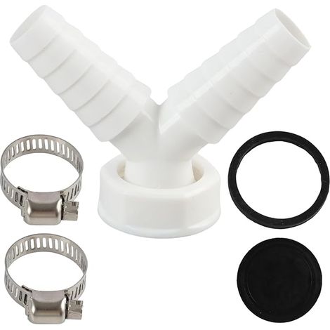 Washing Machine Y Double Drain Connector 20-31mm Adapter for Washing Machine and Tumble Dryer Universal Drain Connector with 2 Hose Clamps for Dishwasher and Siphon (1/4)