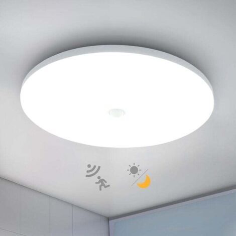 24 W LED ceiling light for indoor use, with presence detector and twilight sensor, ideal for corridors, staircases and basements. Round, 30 cm. (1/4)