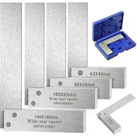 Équerre de précision pour machiniste, ingénieur mécanicien, acier, base large, angle de 90°, outil de mesure et de test d'angle en L, 4 tailles - JXLGV (1/4)