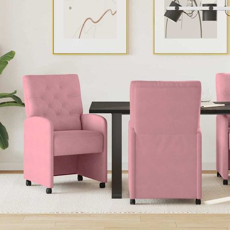 Esszimmerstühle mit Rollen 2 pcs Rosa 58 x 67 x 97 cm Samt