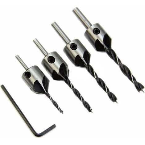Holzbohrer, Fasenführung, 4-teilig, Bohrer + Schraubenschlüssel FLITI