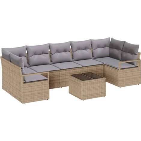 Maison Exclusive - Sofa Set mit Kissen 8 pcs Beige und Grau Poly